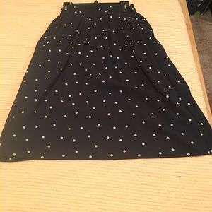 JCrew navy polka dot skirt